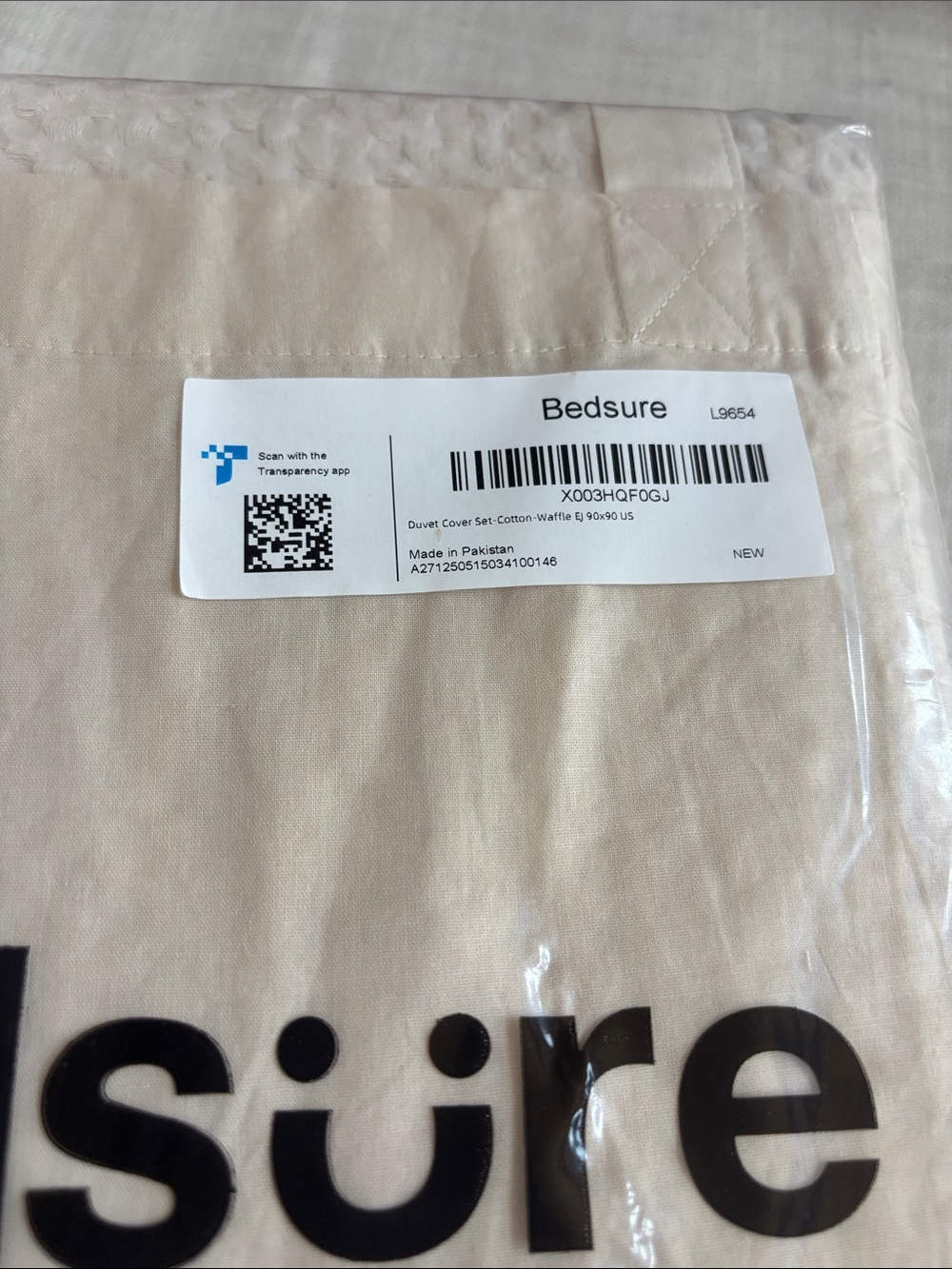 Bedsure 100% Cotton Waffle Weave Duvet Cover Queen Beige 3Pc NWT 90x90 - Picture 7 of 10